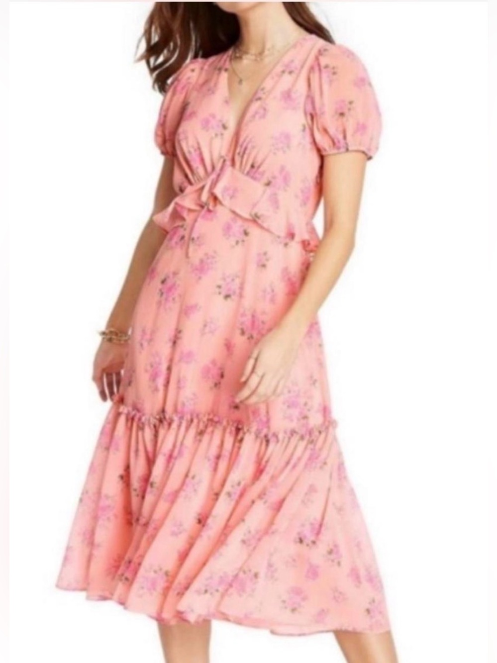 LoveShackFancy x Target fleur pink peach midi dress ruffle coquette small tiered